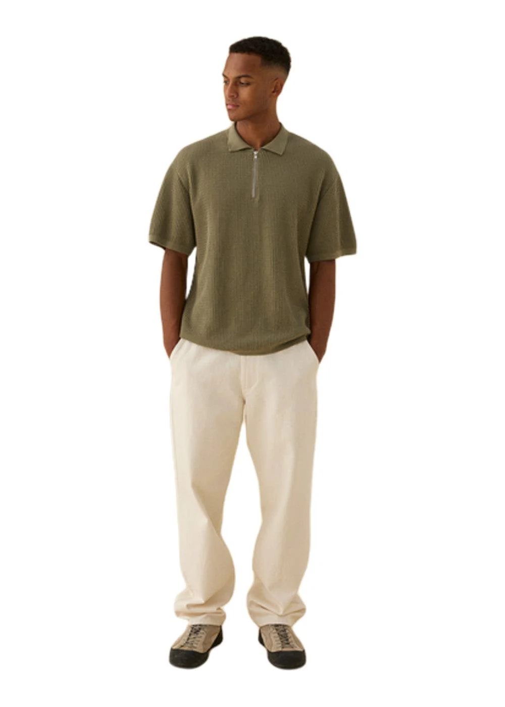 MOMENT HALF ZIP KNIT - Dusty Olive - Image 3