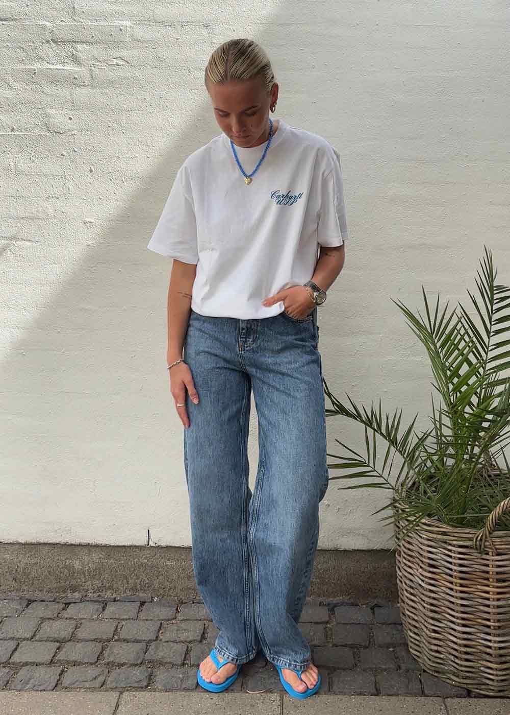 W S/S Exchange T-Shirt - White / Blue - Image 2