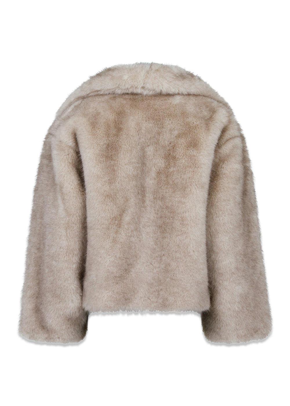 Stephanie Faux Fur Jacket - Beige - Image 2
