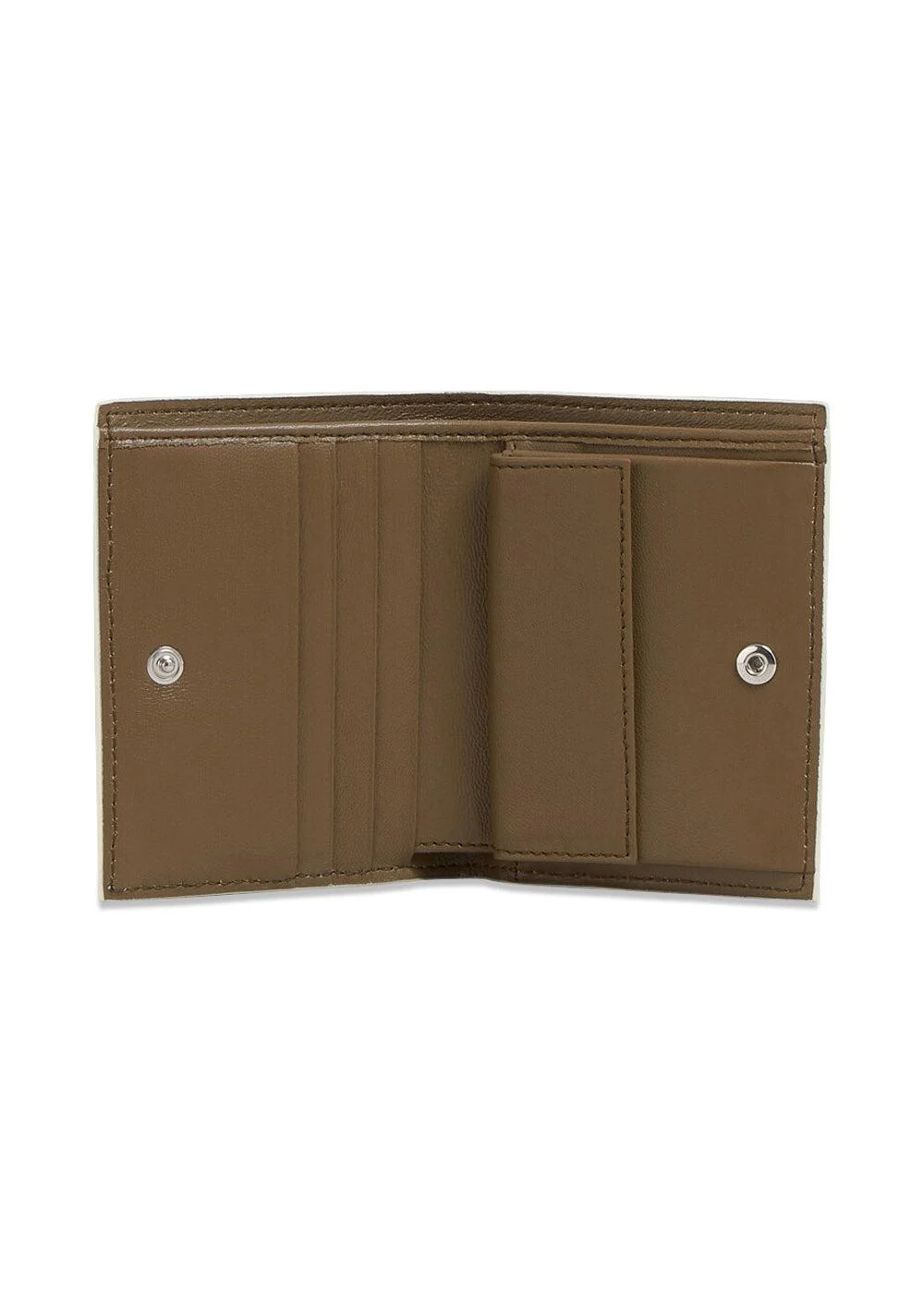 LEATHER BIFOLD WALLET WITH MARNI MENDING - White/Brown - Image 3