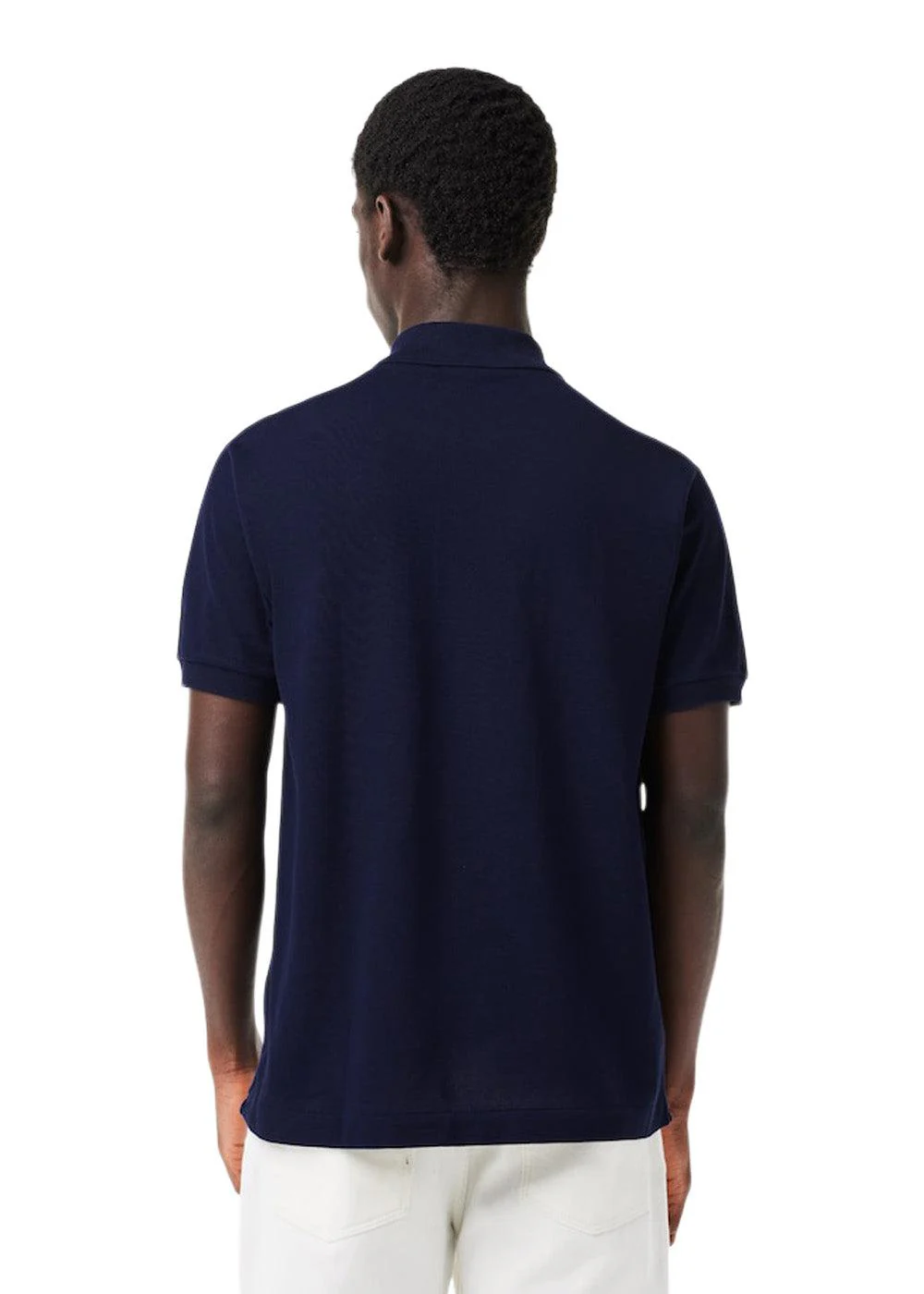 Short Sleeved Ribbed Collar Polo Shirt - Navy - Image 3