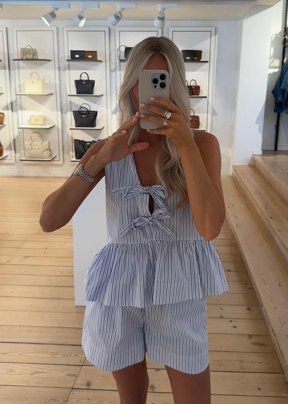Shady Stripe Shorts - Light Blue - Image 2