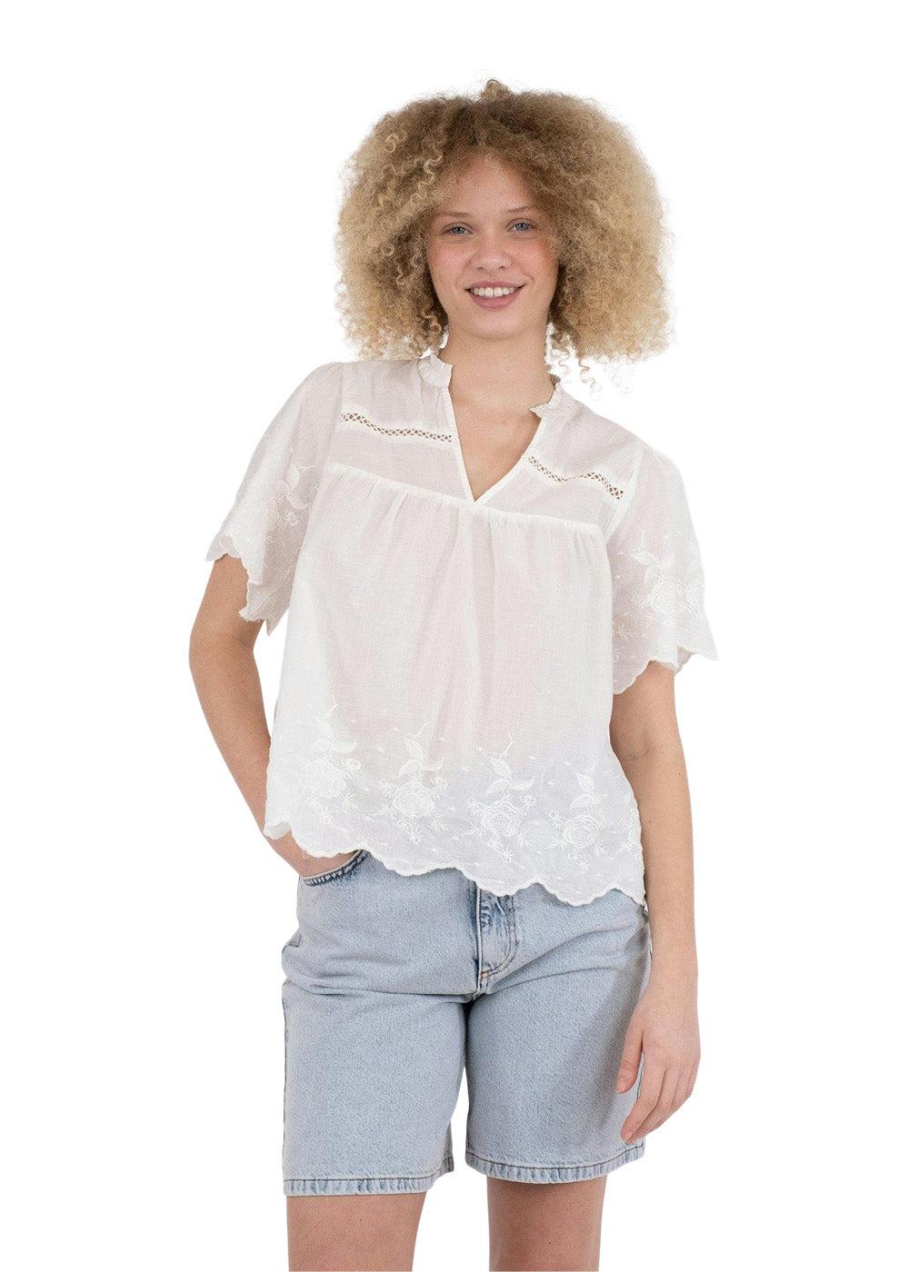 Micheline Emb Blouse - Off White - Image 3