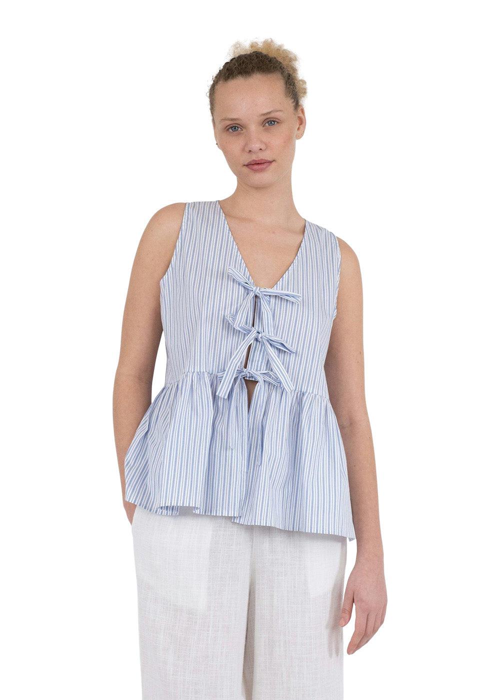 Manja Stripe Top - Light Blue - Image 3