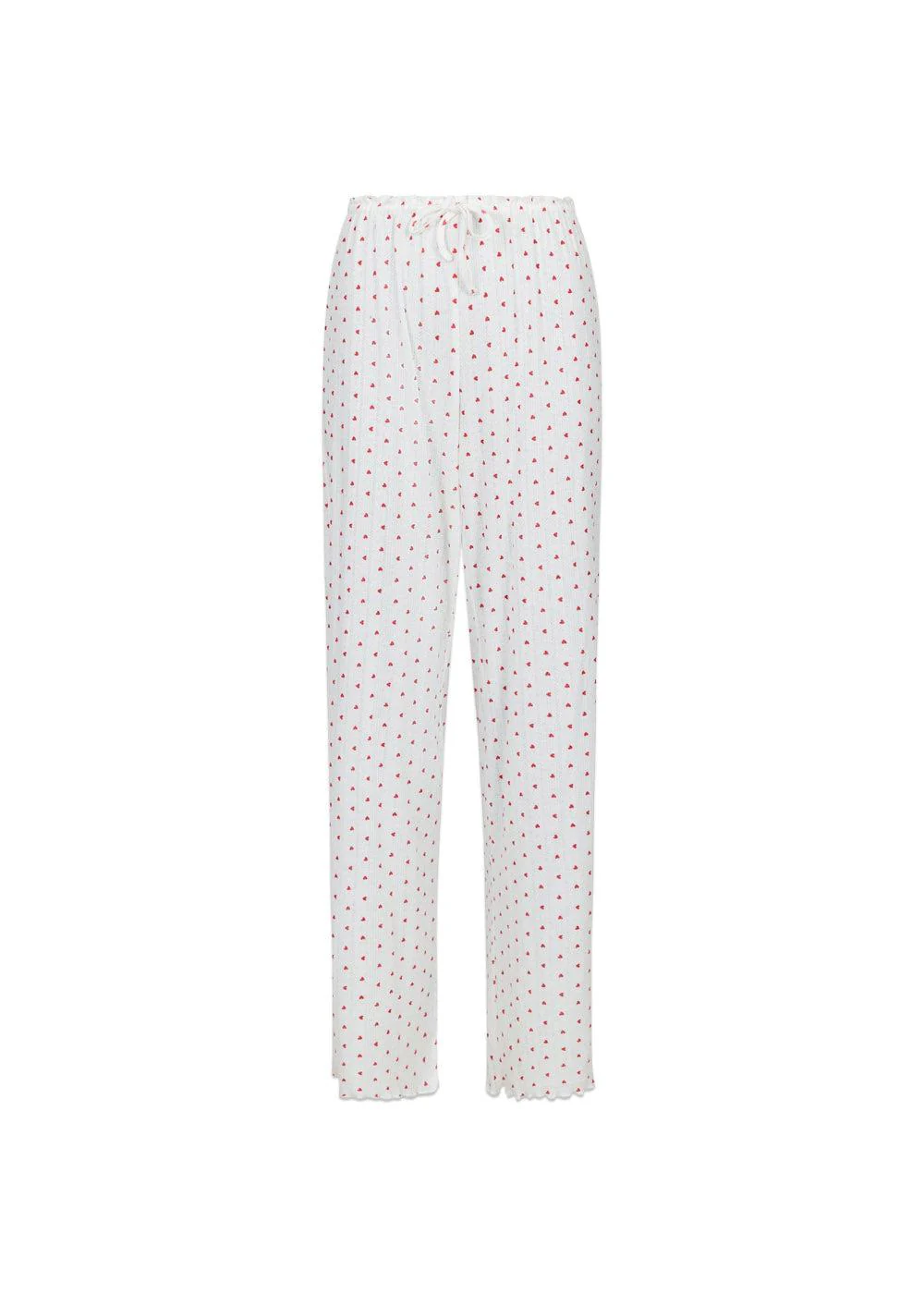Serafina Pointelle Heart Pants - White