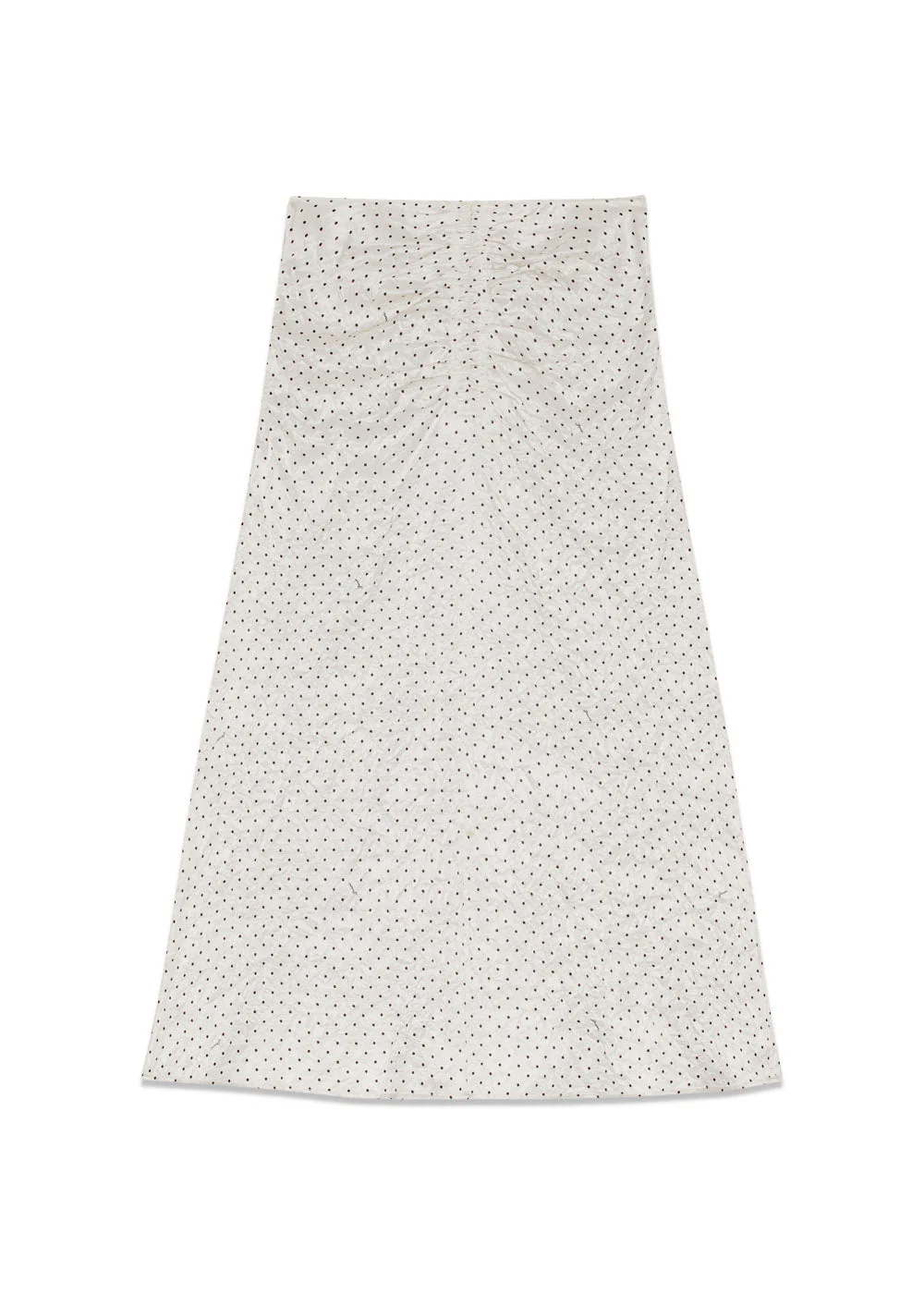 Crinkled Satin Long Gathered Skirt - Egret - Image 2