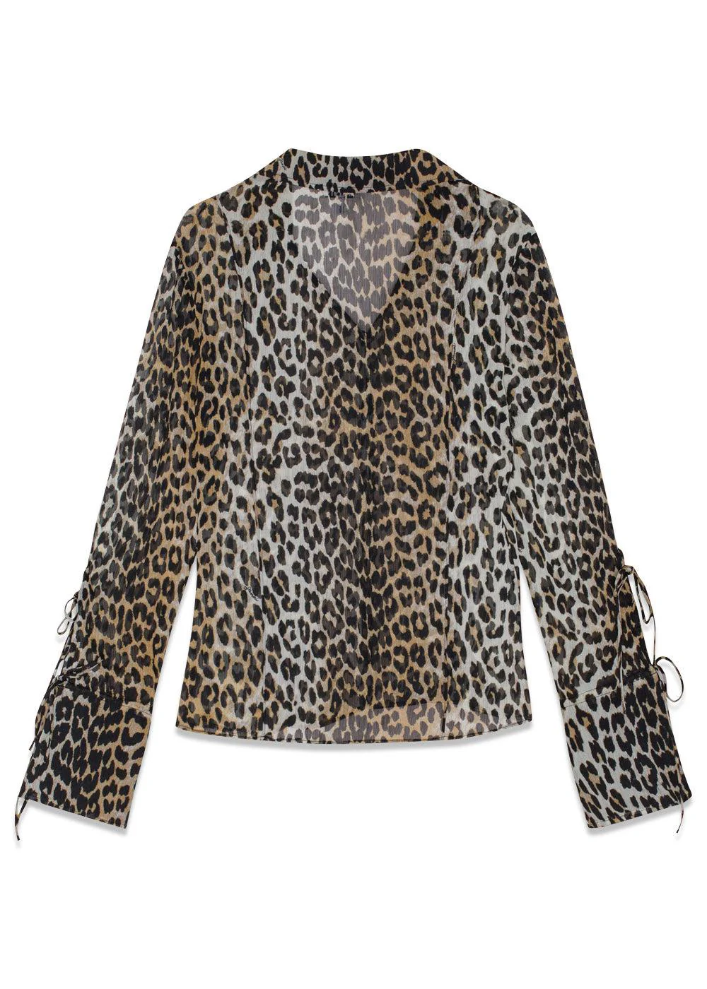 Printed Chiffon Slim Shirt - Almond Milk - Image 2