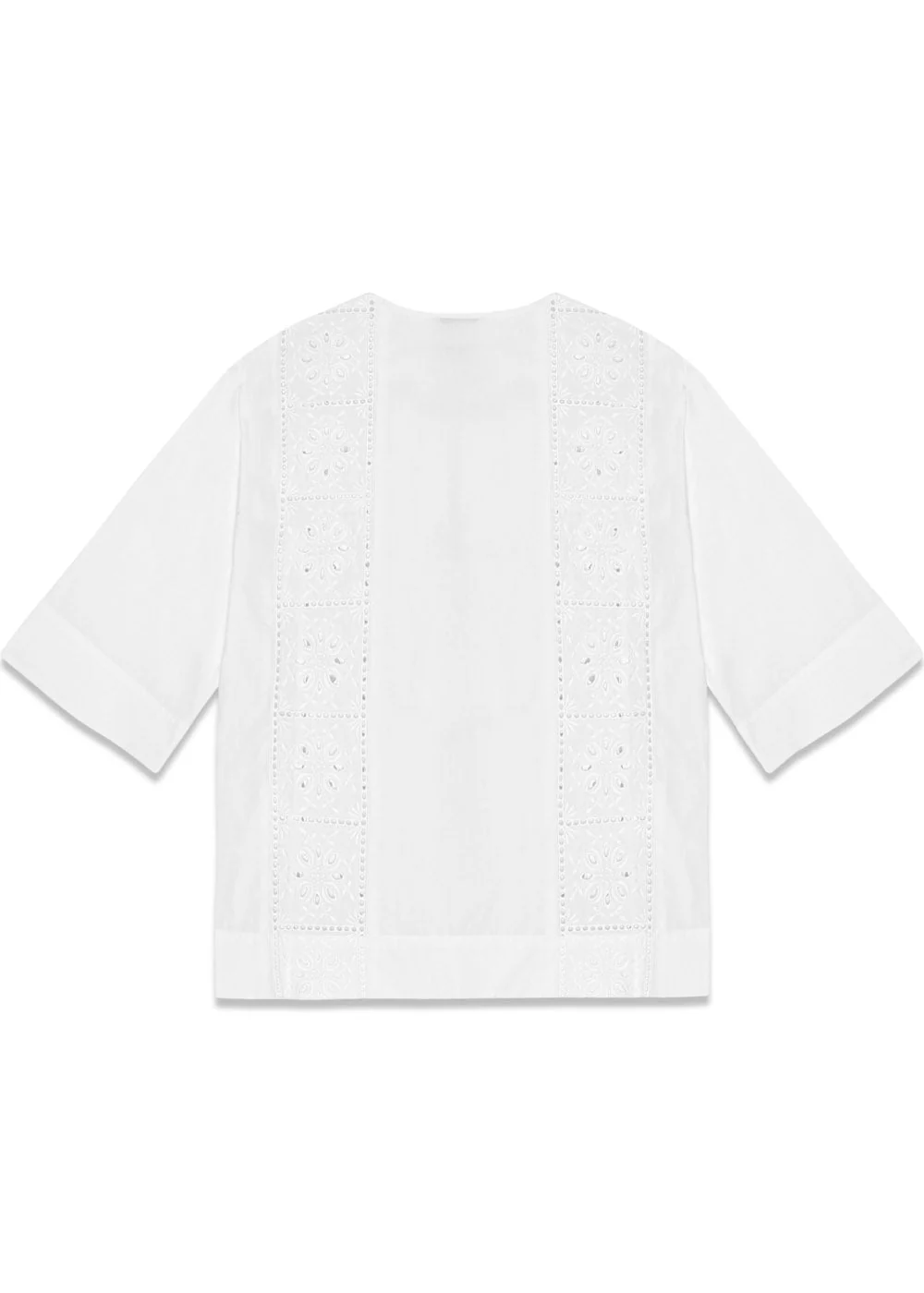 Broderie Anglaise Tie Blouse - Bright White - Image 2