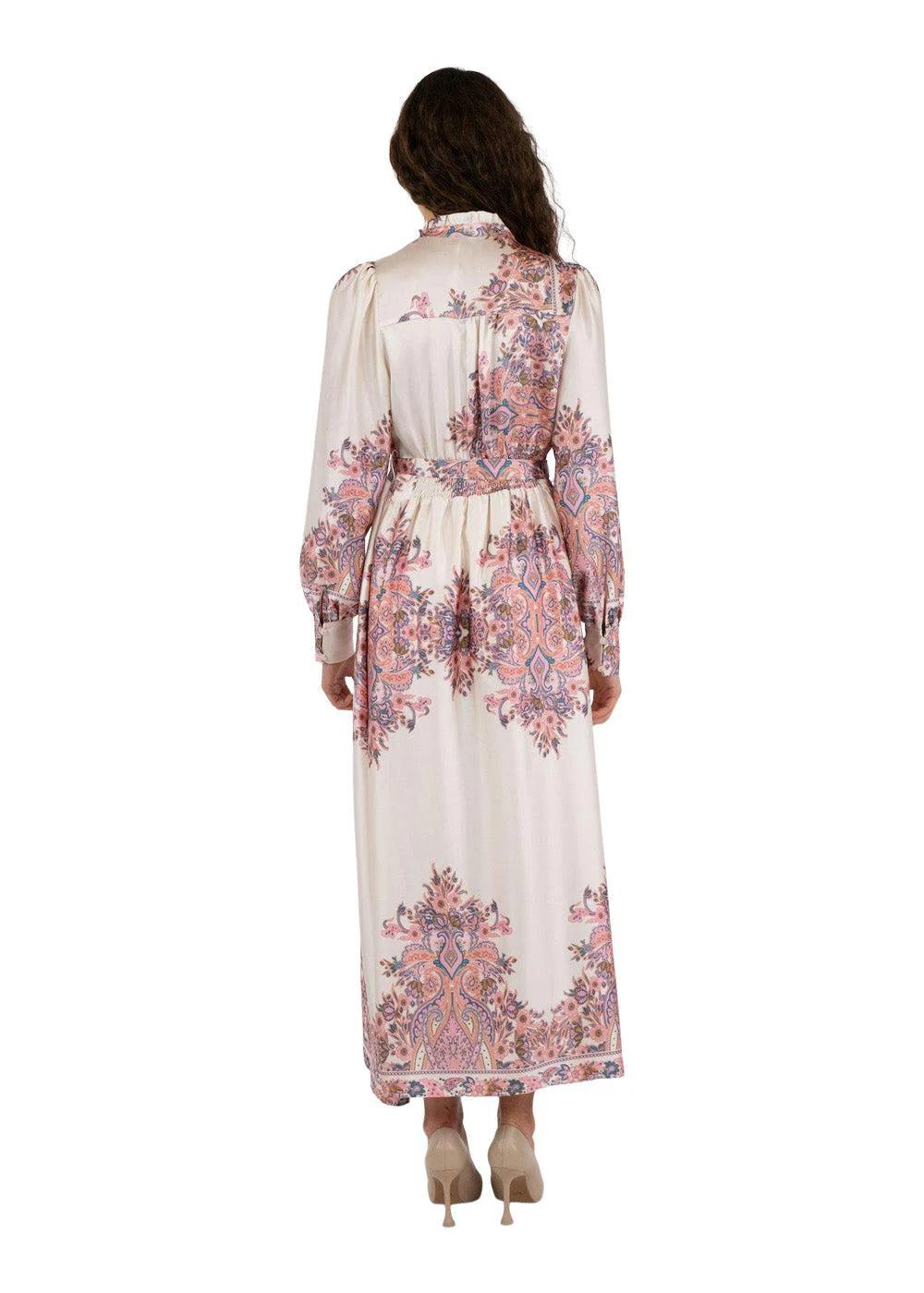 Nova Paisley Border Dress - Light Pink - Image 4