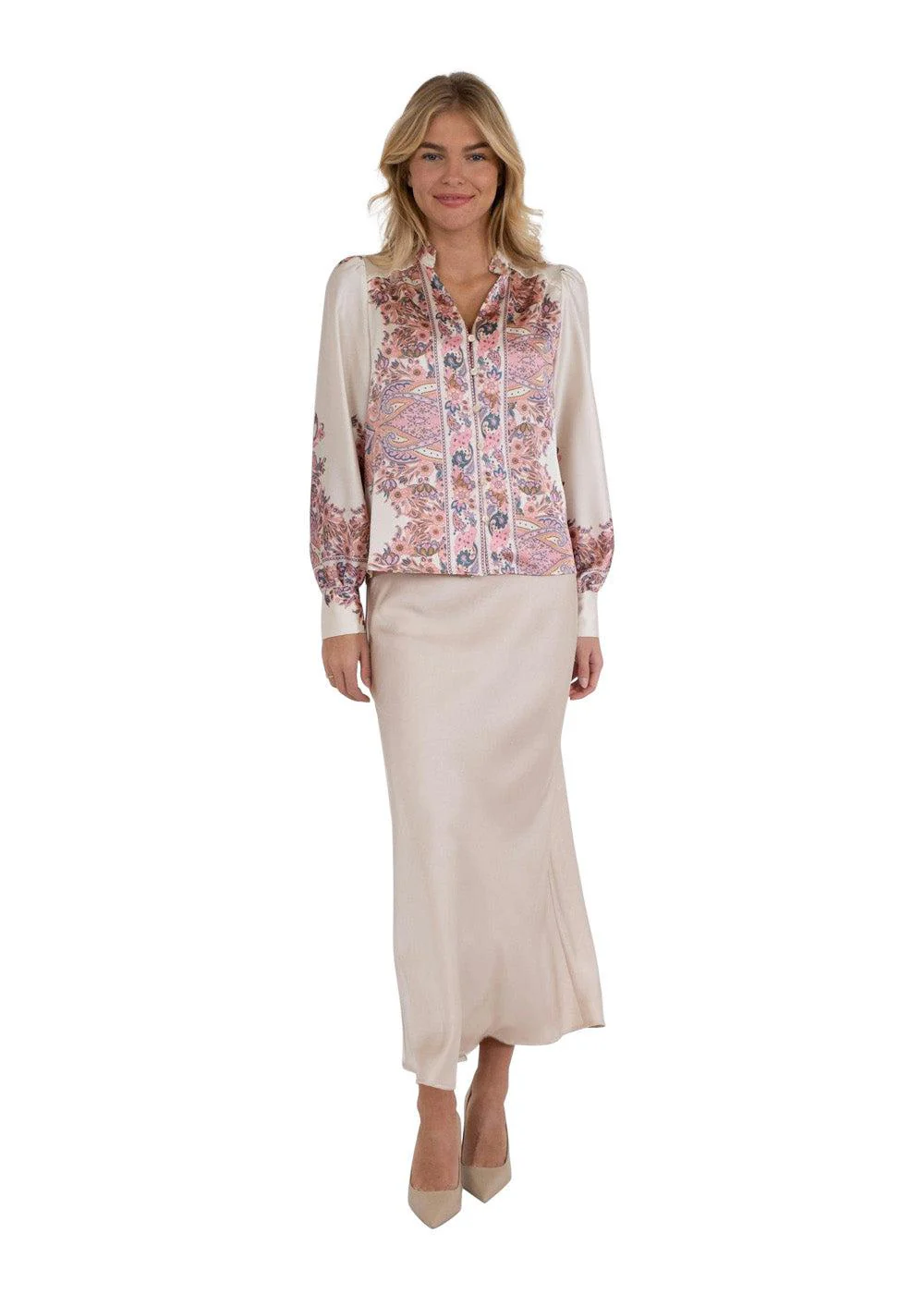 Massima Paisley Border Blouse - Light Pink - Image 3