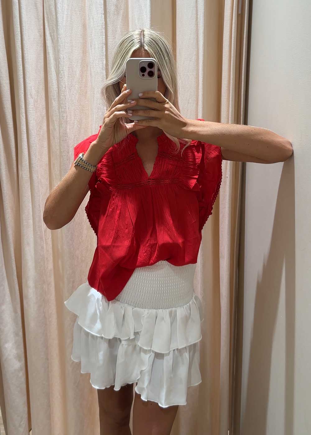 Jayla S Voile Top - Red - Image 2