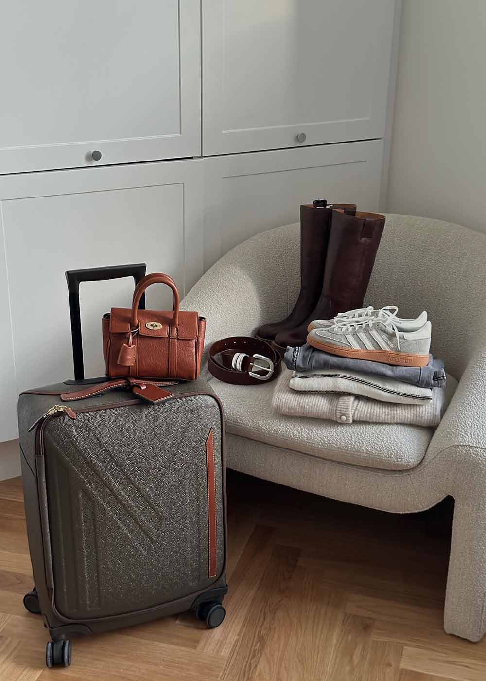 Heritage 4 Wheel Suitcase Eco Sctchgrain - Mole-Cognac - Image 6