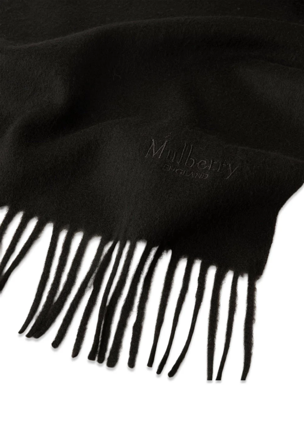 Small Solid Merino Wool Scarf 30 x 200 - Black - Image 2