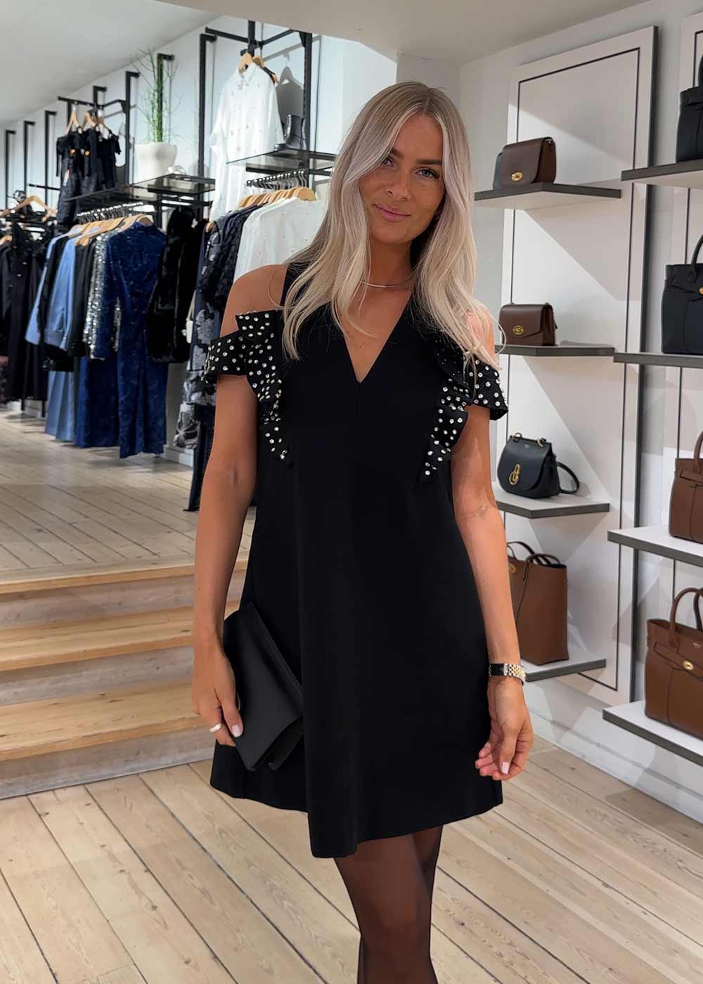 Ruffle Sleeve Mini Dress - Black - Image 2