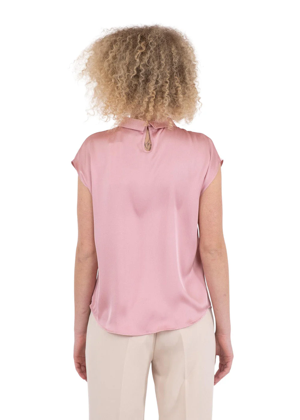 Fleur Drapy Satin Blouse - Light Pink - Image 4