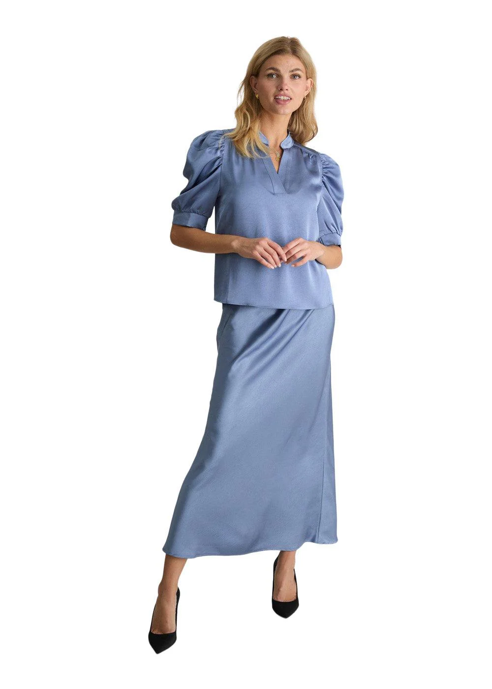 Roella Heavy Sateen Blouse - Smoke Blue - Image 2