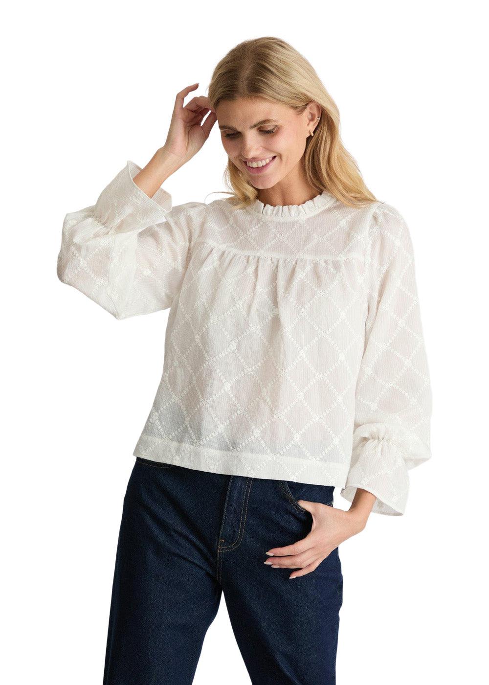 Mamara Square Emb Blouse - White - Image 3
