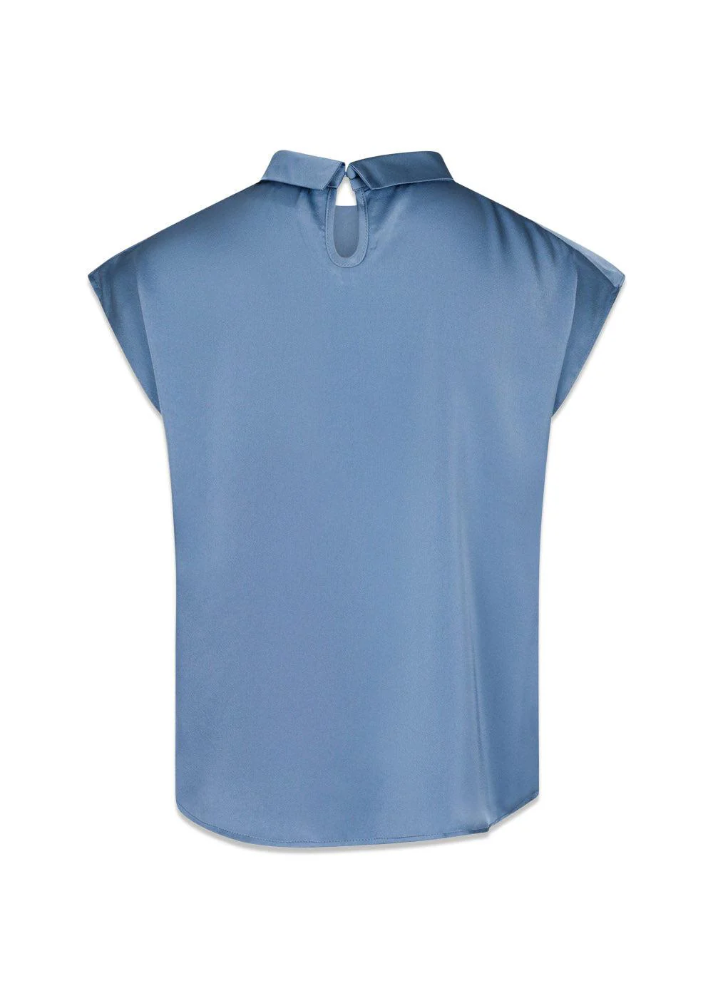 Fleur Drapy Satin Blouse - Dusty Blue - Image 2
