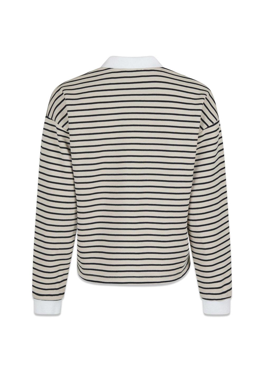 Sara Stripe Polo Blouse - Sand - Image 2