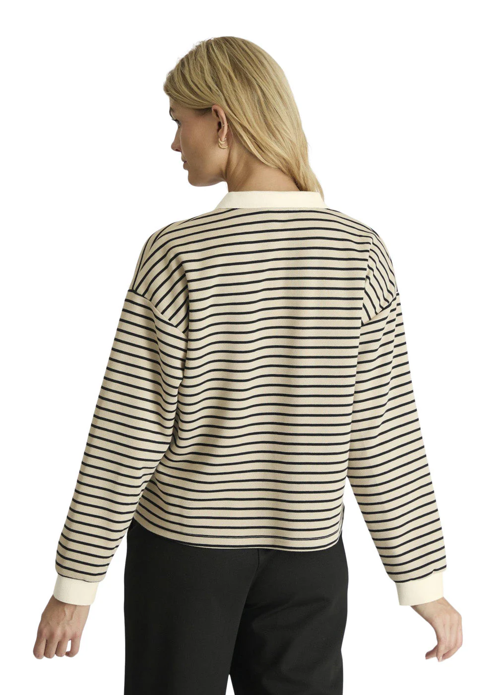 Sara Stripe Polo Blouse - Sand - Image 4