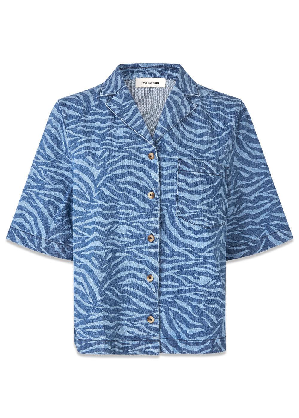 MaseMD print SS shirt - Blue Zebra
