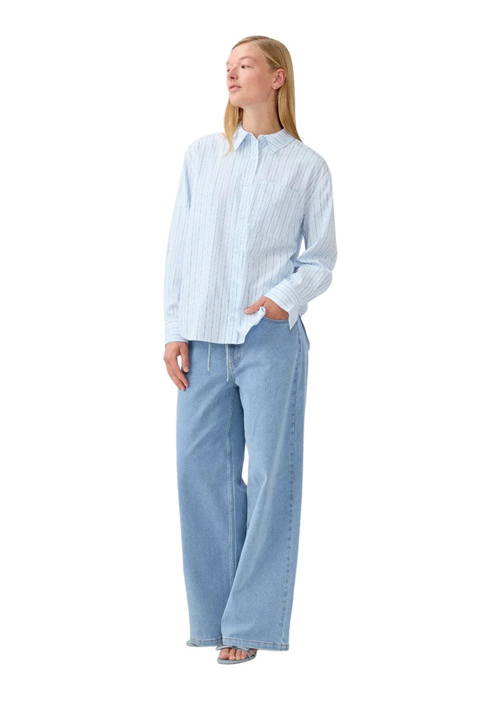 MilleMD stripe shirt - Light Blue & Navy Stripe - Image 5