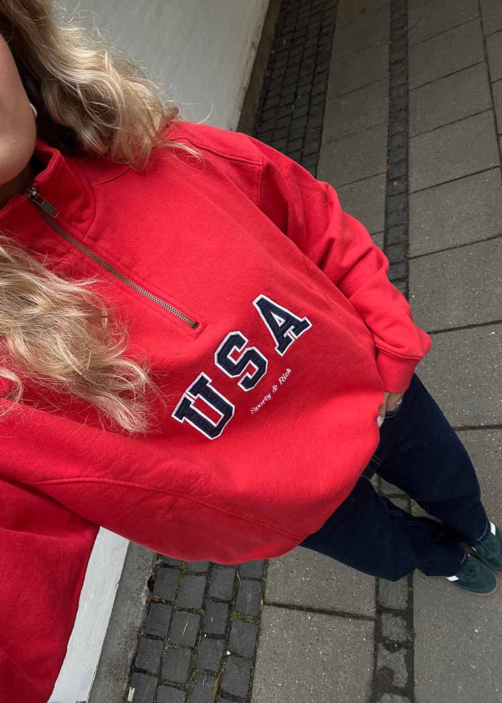 USA Quarter Zip - Sports Red - Image 6