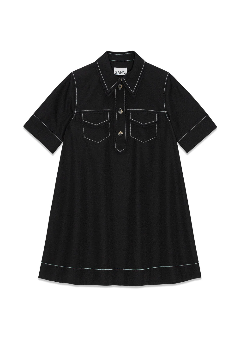 Crepe Sable Mini Dress - Black