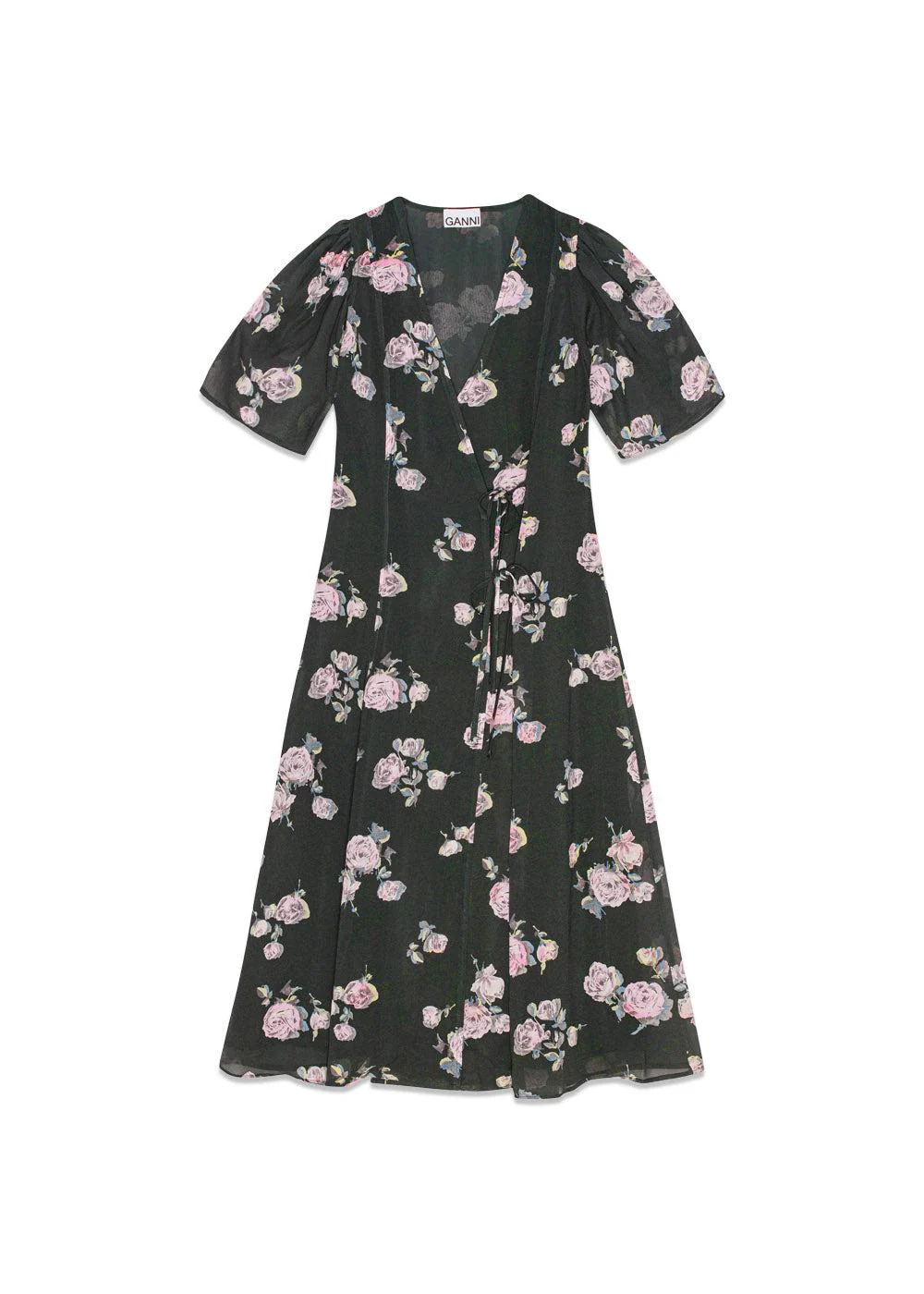 Fluid Crepe Wrap Midi Dress - Climbing Ivy