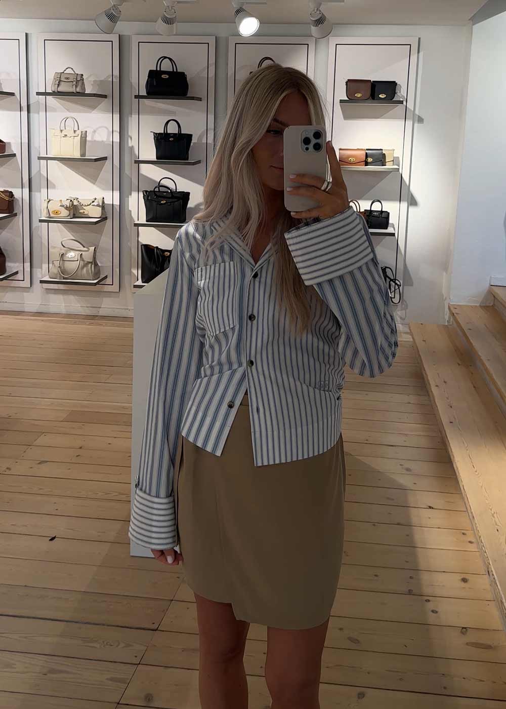 Stripe Cotton Shirt - Egret - Image 2