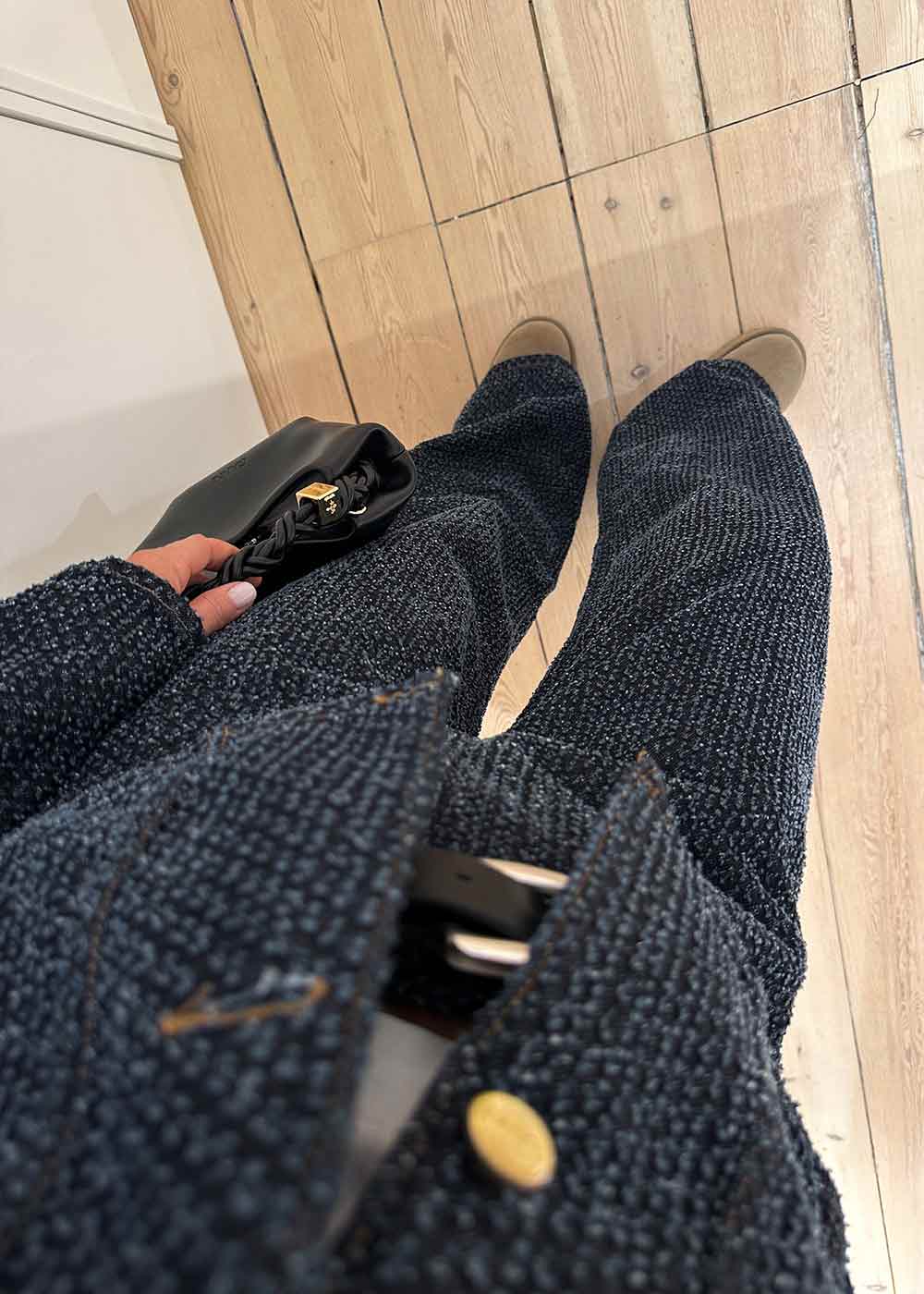 Fluffy Denim Wide Jeans - Rinse - Image 6