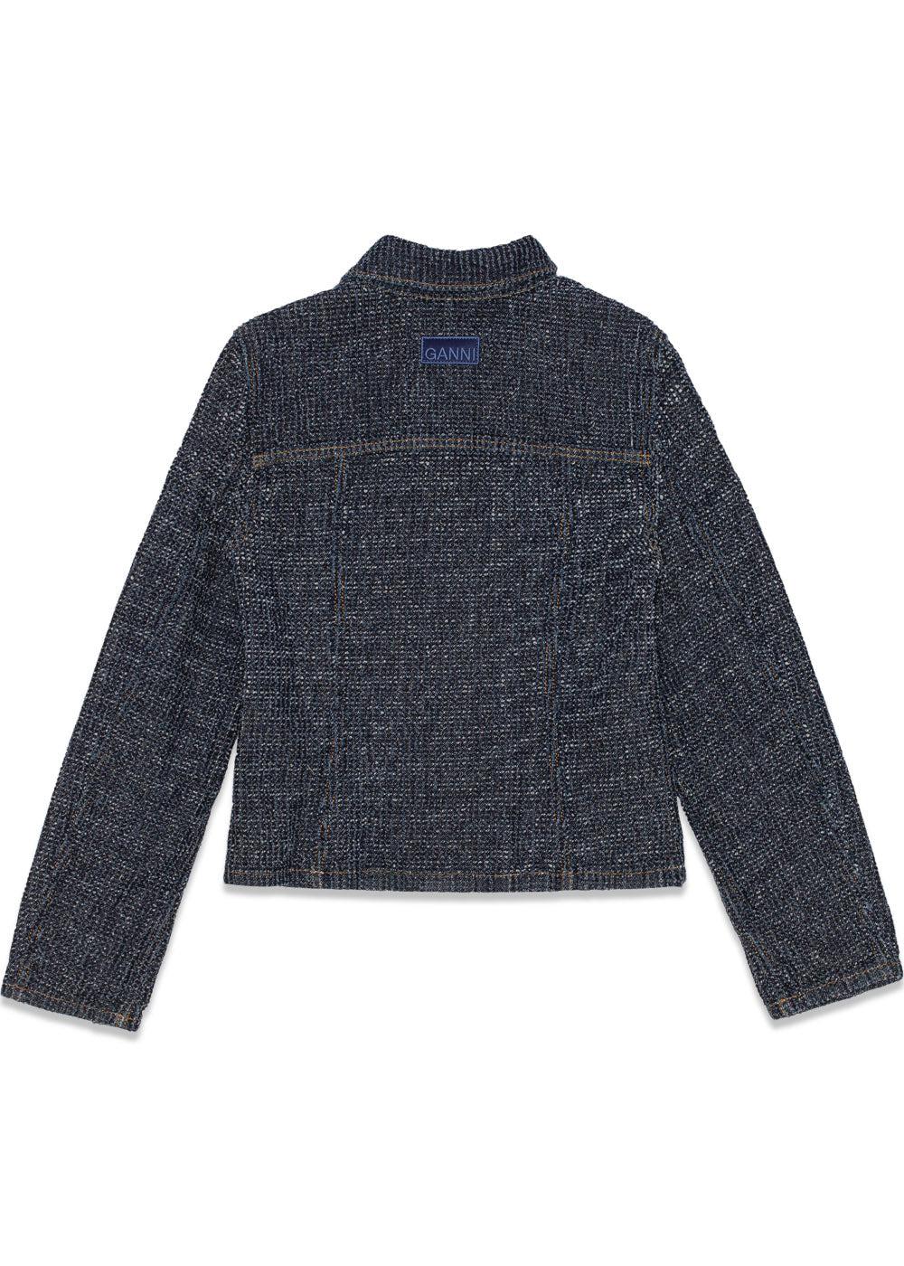 Fluffy Denim Fitted Blazer - Rinse - Image 2