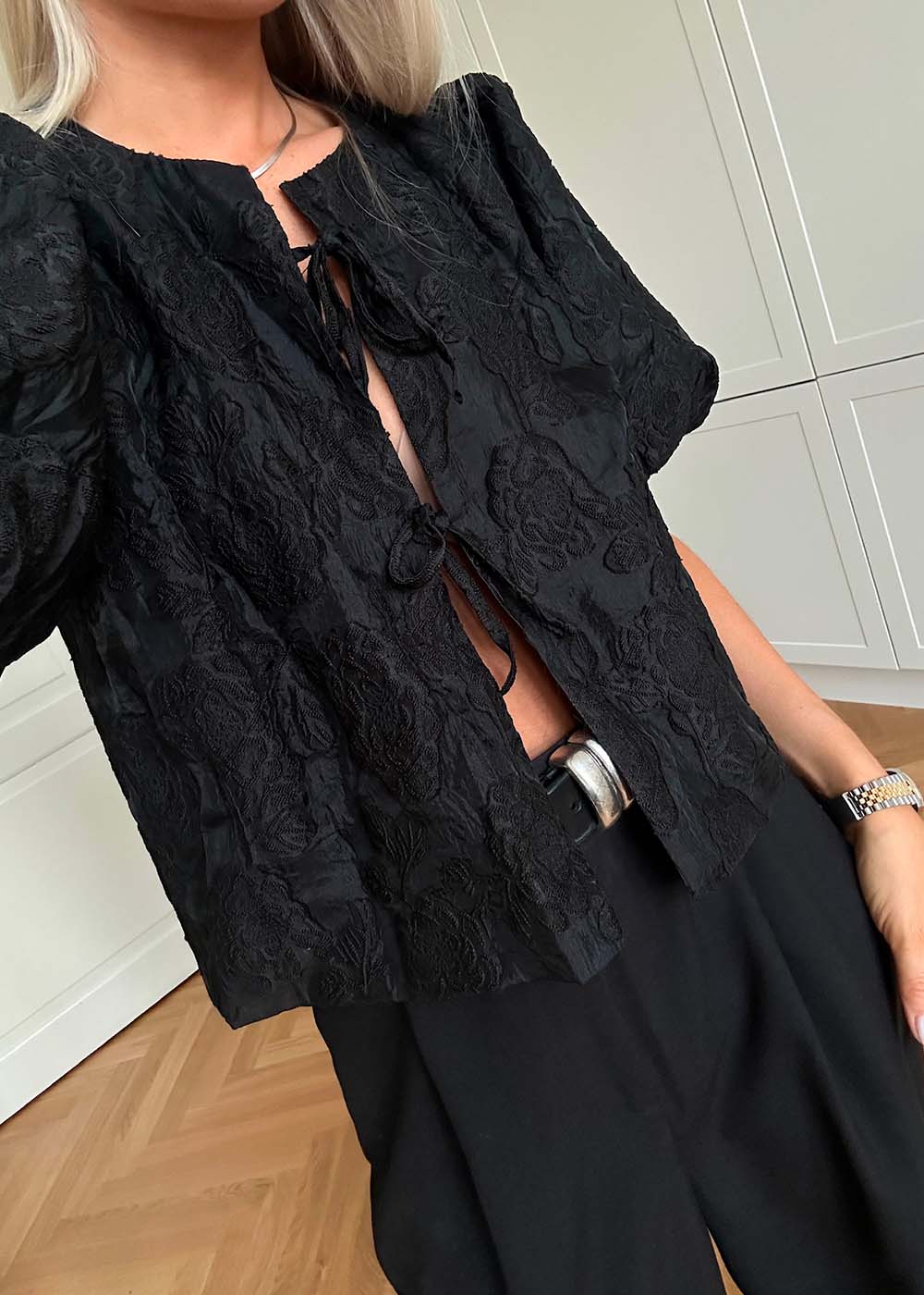 Aska Jacquard Blouse - Black - Image 4
