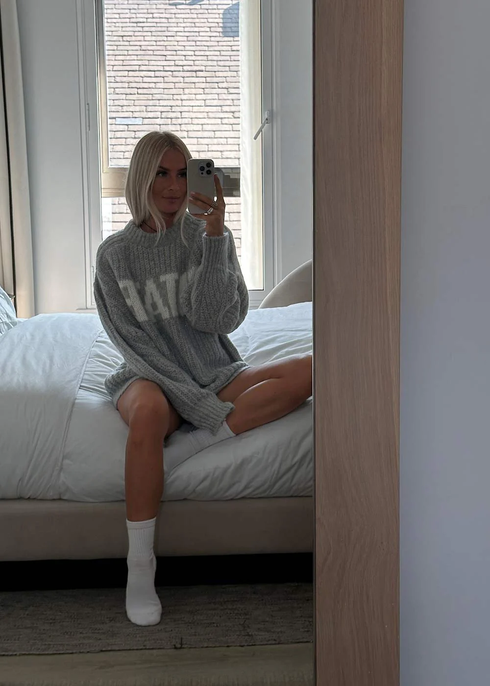 Knitted Logo Sweater - Opal Gray - Image 5
