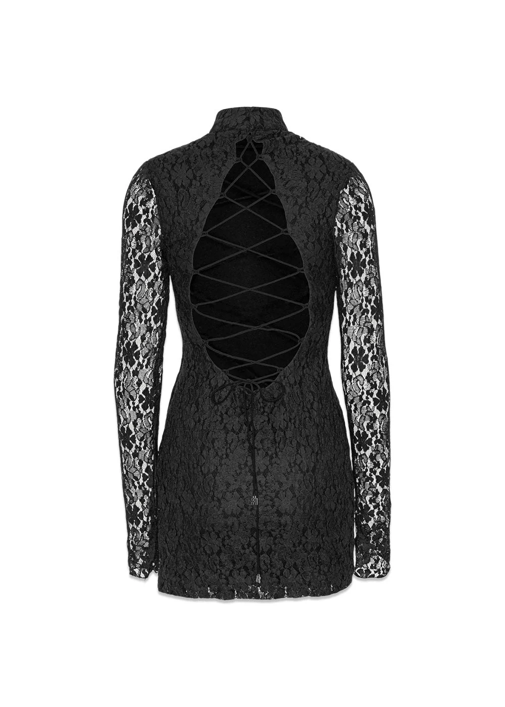 Lace Mini Ls Dress - Black - Image 2