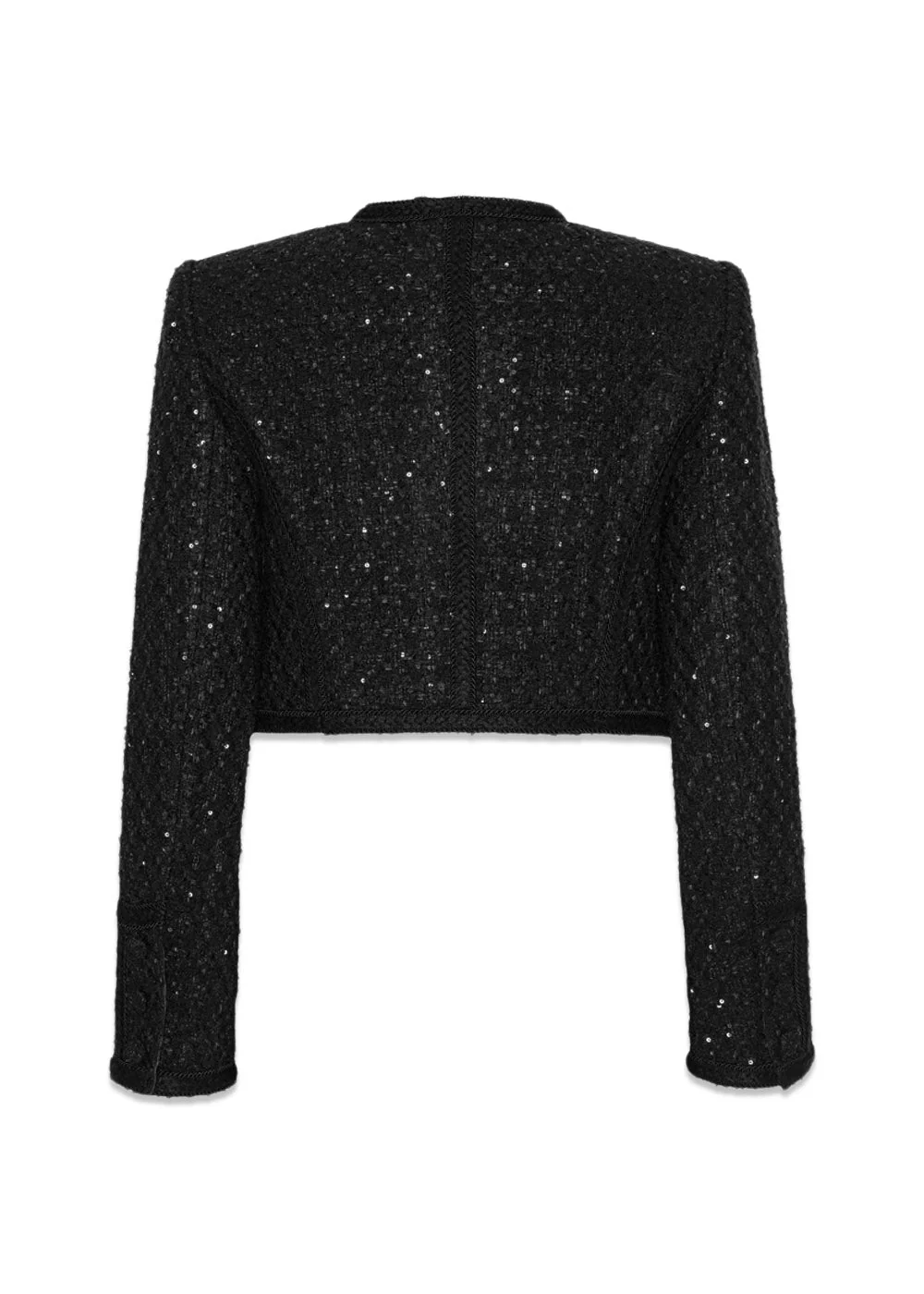 Boucle Crop Jacket - Black - Image 2