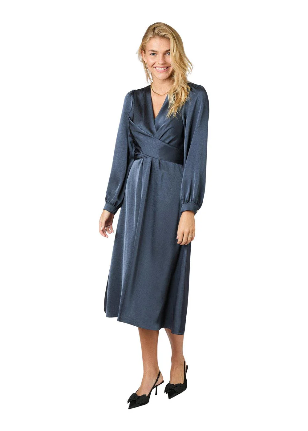 Rimini Heavy Sateen Dress - Midnight Blue - Image 3