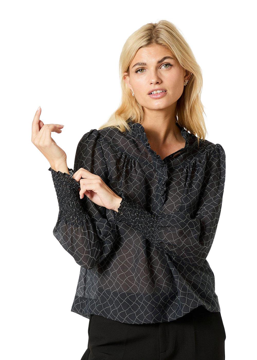 Karia Illusion Blouse - Black - Image 3