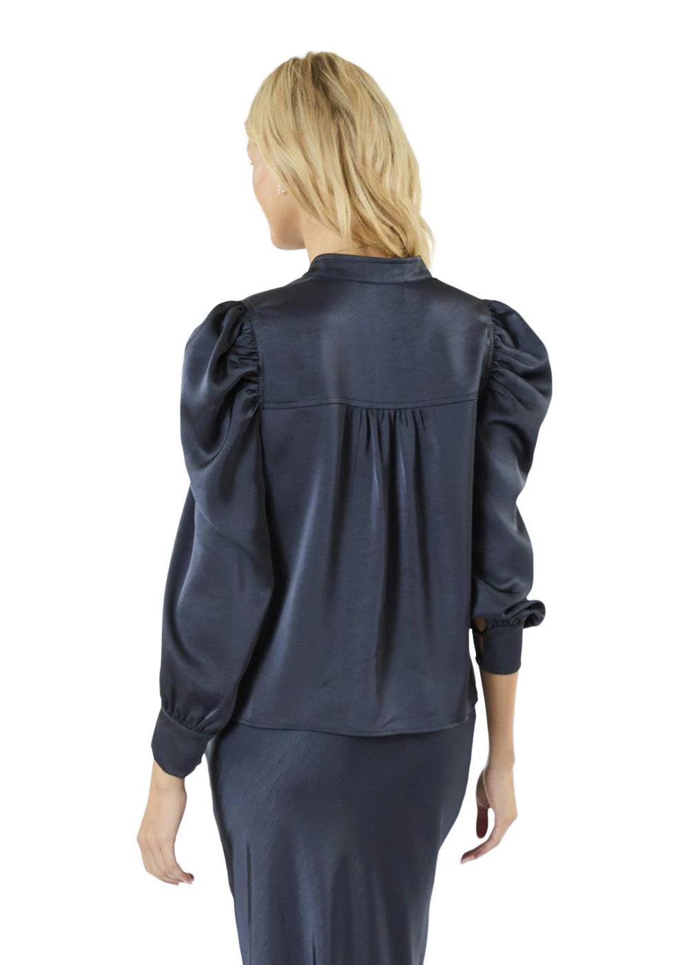 Rosslyn Heavy Sateen Blouse - Midnight Blue - Image 4