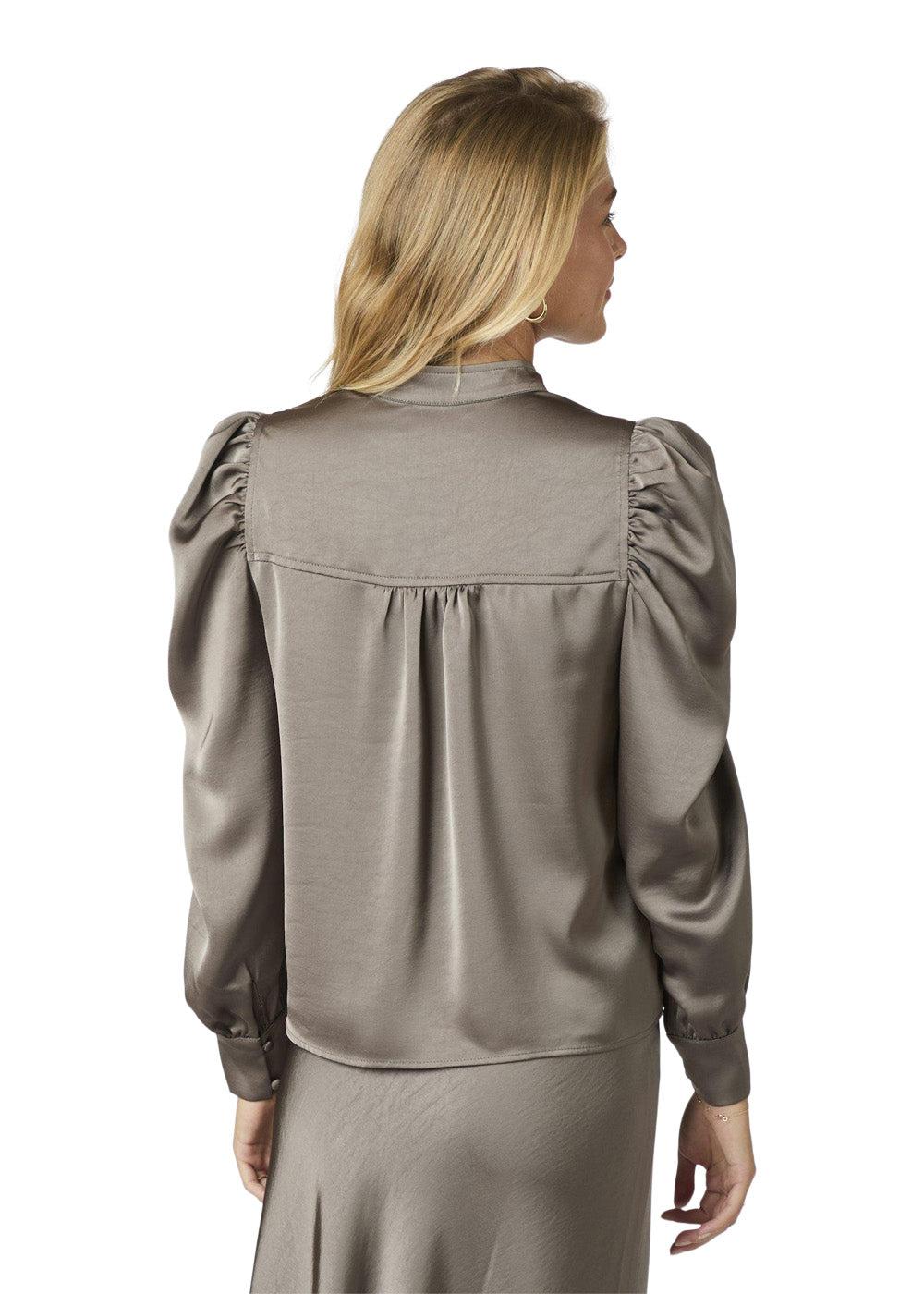 Rosslyn Heavy Sateen Blouse - Warm Grey - Image 4
