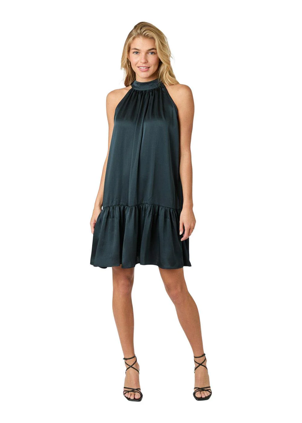 Aladia Drapy Satin Dress - Dark Blue - Image 3