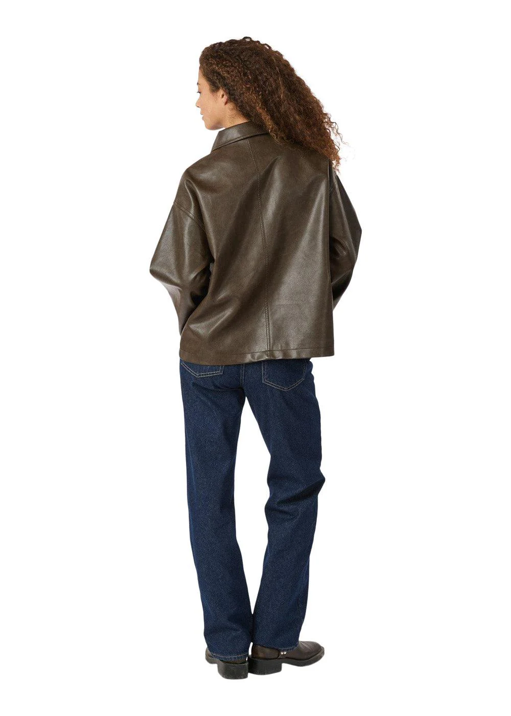 Titan Faux Leather Jacket - Dark Brown - Image 4