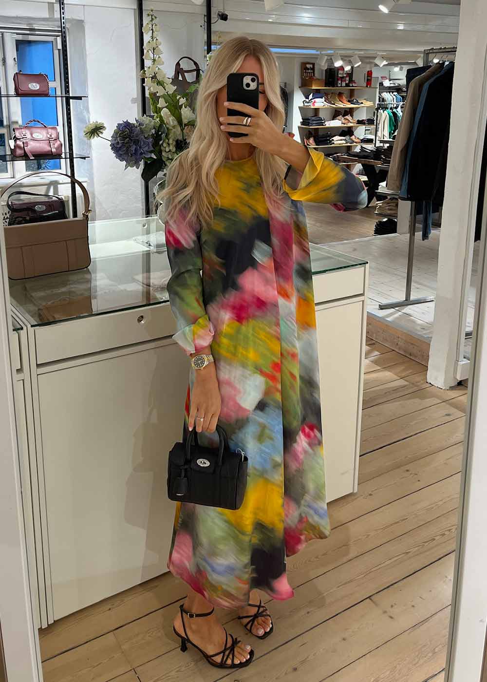 DRAPED ASYMMETRIC MIDI DRESS - Liquid Floral - Image 2