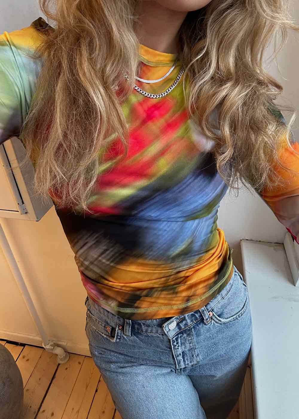 ELASTIC LONG SLEEVE TOP - Liquid Floral - Image 2