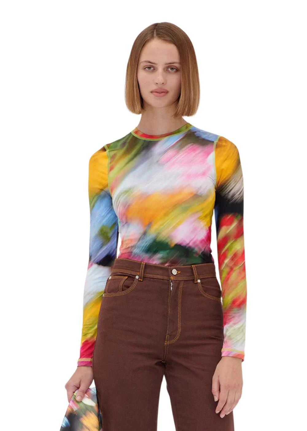 ELASTIC LONG SLEEVE TOP - Liquid Floral - Image 3