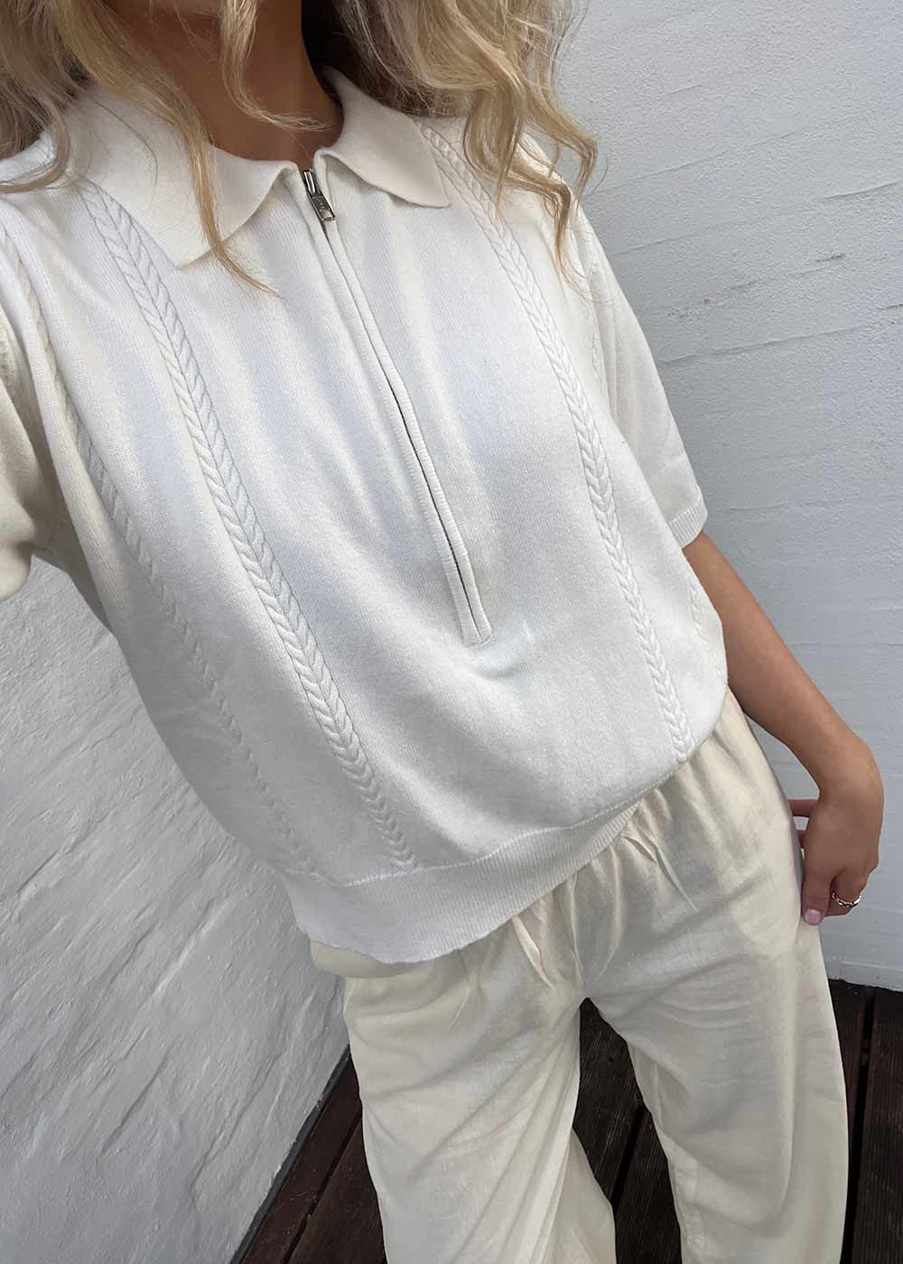 Vika Knit Polo - Off White - Image 3