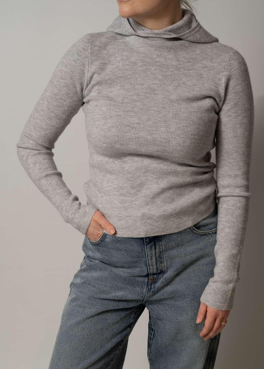 Alanis Hood Knit - Grey Mel - Image 2