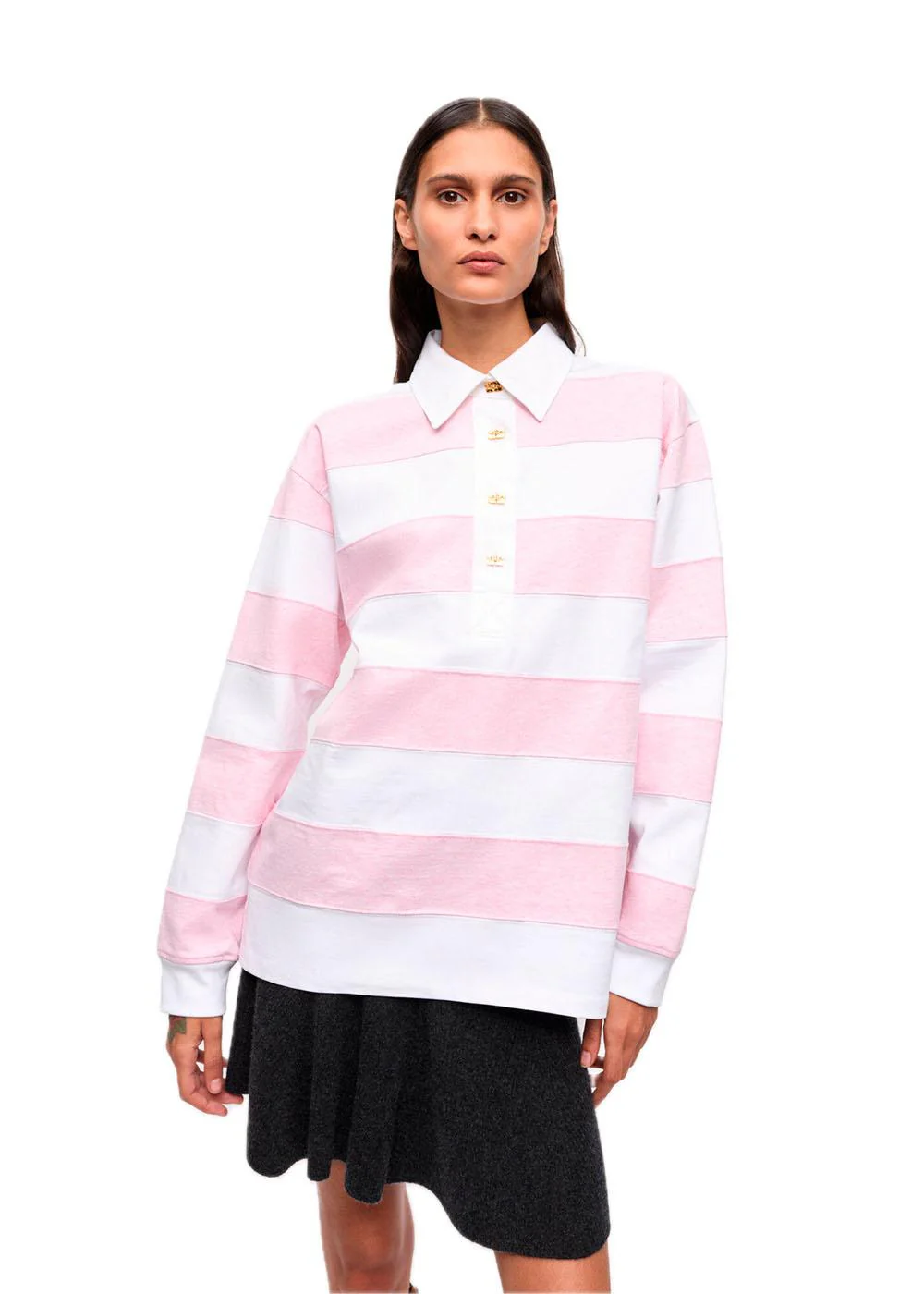 Striped Heavy Cotton Polo - Mauve Chalk - Image 3