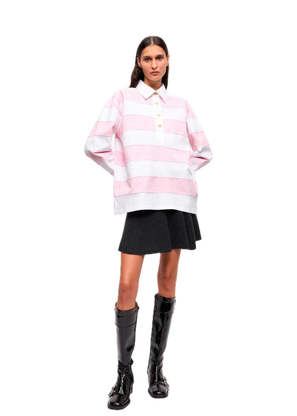 Striped Heavy Cotton Polo - Mauve Chalk - Image 5