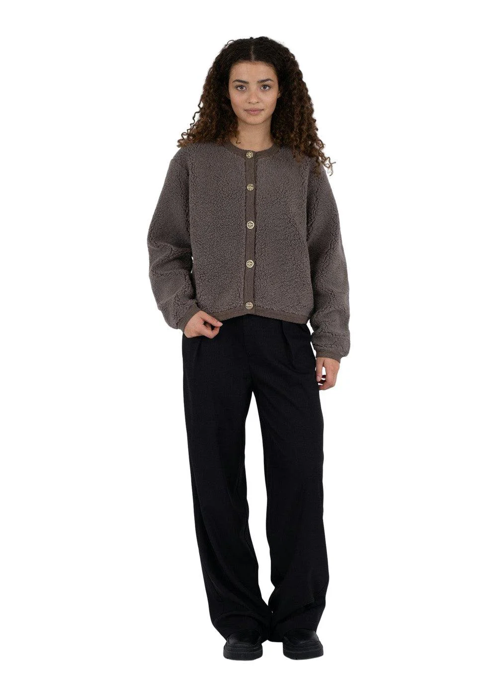 Limo Fluffy Knit Cardigan - Iron - Image 3